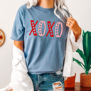 XL Blue Jean XOXO Hearts Comfort Colors Tee, Valentines Day Graphic Tee, Hugs And Kisses Shirt  
