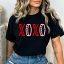 XXL Black XOXO Hearts Comfort Colors Tee, Valentines Day Graphic Tee, Hugs And Kisses Shirt  