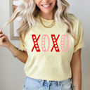 Large Butter XOXO Hearts Comfort Colors Tee, Valentines Day Graphic Tee, Hugs And Kisses Shirt  
