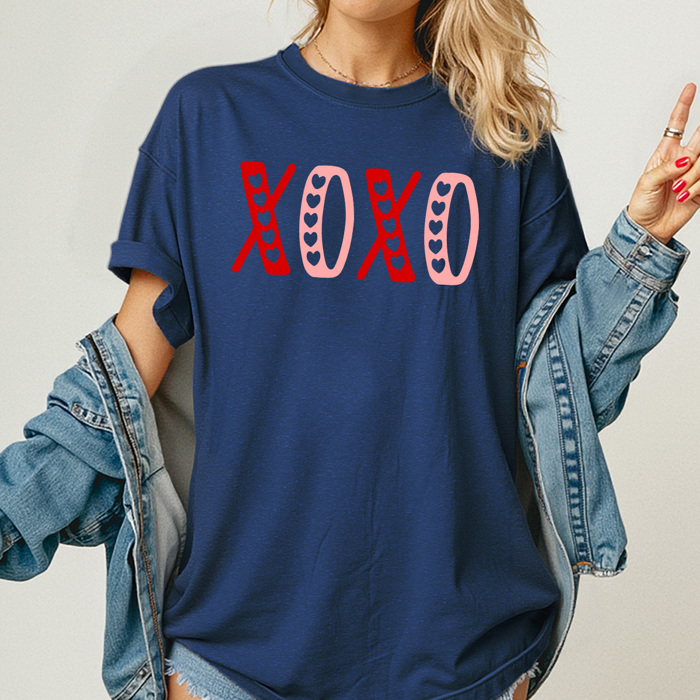 XOXO Hearts Comfort Colors Tee, Valentines Day Graphic Tee, Hugs And Kisses Shirt  