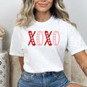 Large White XOXO Hearts Comfort Colors Tee, Valentines Day Graphic Tee, Hugs And Kisses Shirt  
