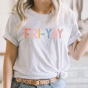 Medium Ash Gray Fri-Yay Graphic Tee, Teacher Friday Tee, Happy Friday Shirt