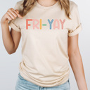 Small Cream Fri-Yay Graphic Tee, Teacher Friday Tee, Happy Friday Shirt