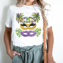  Mardi Gras Masks Graphic Tee, Faux Glitter Carnival Mask Tee, Fat Tuesday shirt