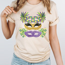  Mardi Gras Masks Graphic Tee, Faux Glitter Carnival Mask Tee, Fat Tuesday shirt