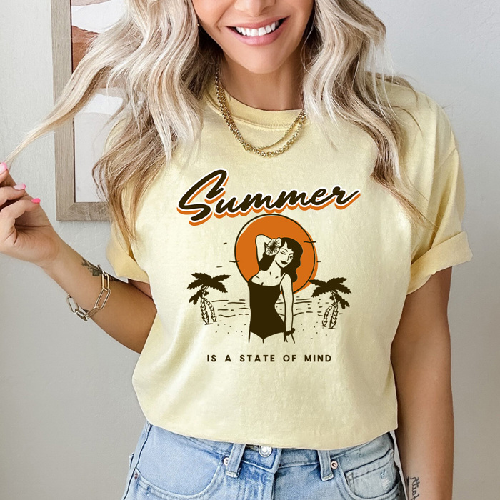 Summer Is A State Of Mind Comfort Colors Tee, Summer Beach Shirt, Swimming Shirt