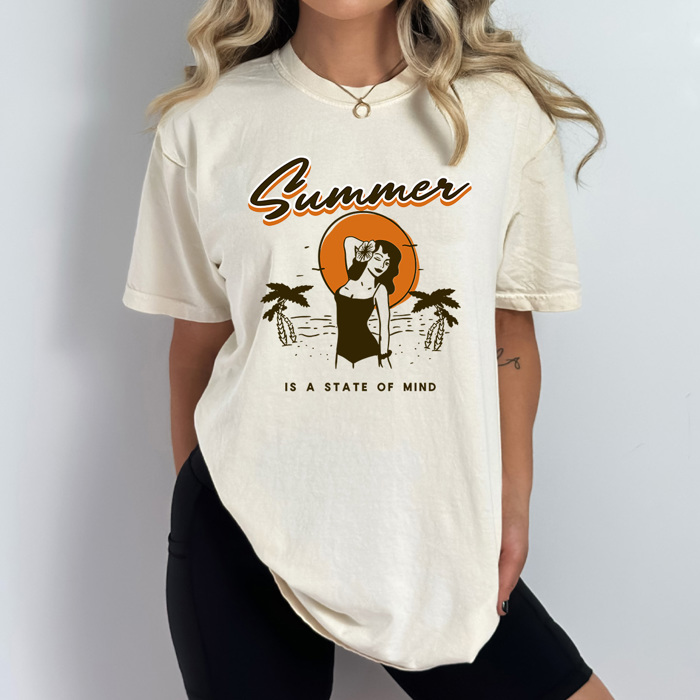 Summer Is A State Of Mind Comfort Colors Tee, Summer Beach Shirt, Swimming Shirt