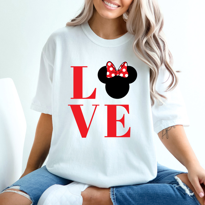 Love Girl Mouse Comfort Colors Tee, Theme Park Valentines Graphic Tee
