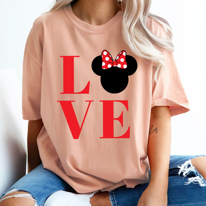 Love Girl Mouse Comfort Colors Tee, Theme Park Valentines Graphic Tee