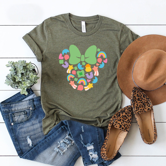 Lucky Charm Girl Mouse Graphic Tee, St Patrick's Day Shirt, Theme Park Mouse Tee