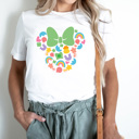 Medium White Lucky Charm Girl Mouse Graphic Tee, St Patrick's Day Shirt, Theme Park Mouse Tee
