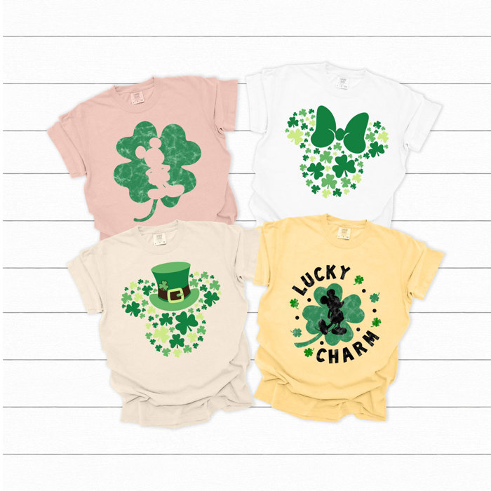 Theme Park Shamrock Comfort Colors Tee, Lucky Charm Mouse Shirt, Leprechaun Mouse Tee