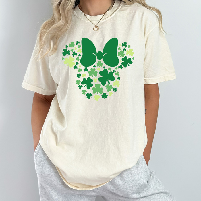 Theme Park Shamrock Comfort Colors Tee, Lucky Charm Mouse Shirt, Leprechaun Mouse Tee