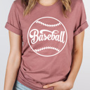 Medium Mauve Baseball Sports Graphic Tee, Home Run Shirt, Game Day Sports Tee