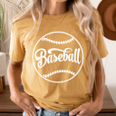Small Mustard Baseball Sports Graphic Tee, Home Run Shirt, Game Day Sports Tee