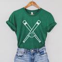 Large Grass Green Baseball Bats Graphic Tee, Grame Day Sports Shirt, Home Run Tee