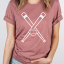 Large Mauve Baseball Bats Graphic Tee, Grame Day Sports Shirt, Home Run Tee