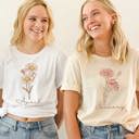  Birth Month Flower Graphic Tee, Vintage Floral Shirt
