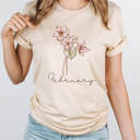  Birth Month Flower Graphic Tee, Vintage Floral Shirt