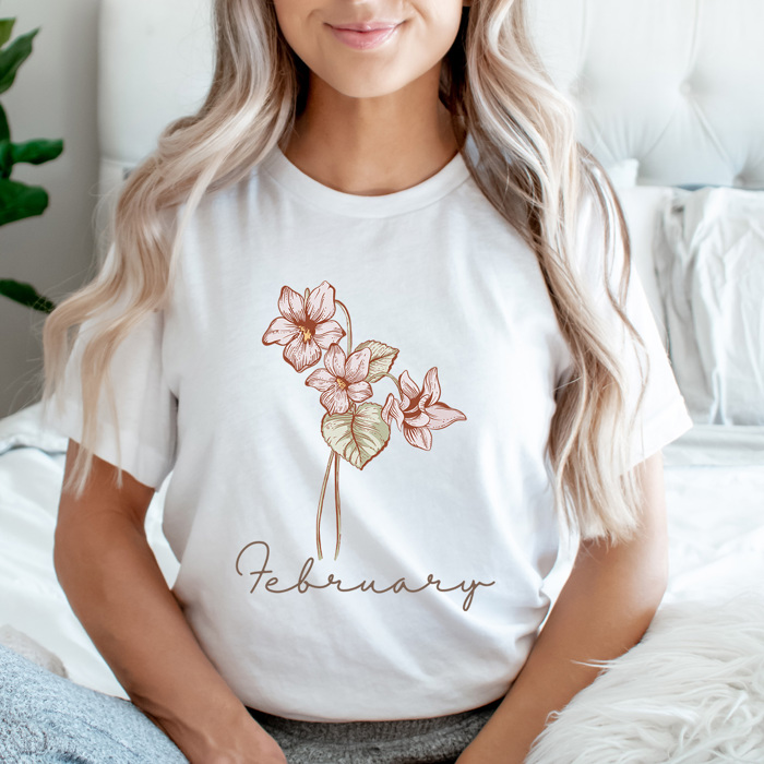 Birth Month Flower Graphic Tee, Vintage Floral Shirt