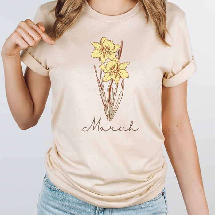 Birth Month Flower Graphic Tee, Vintage Floral Shirt