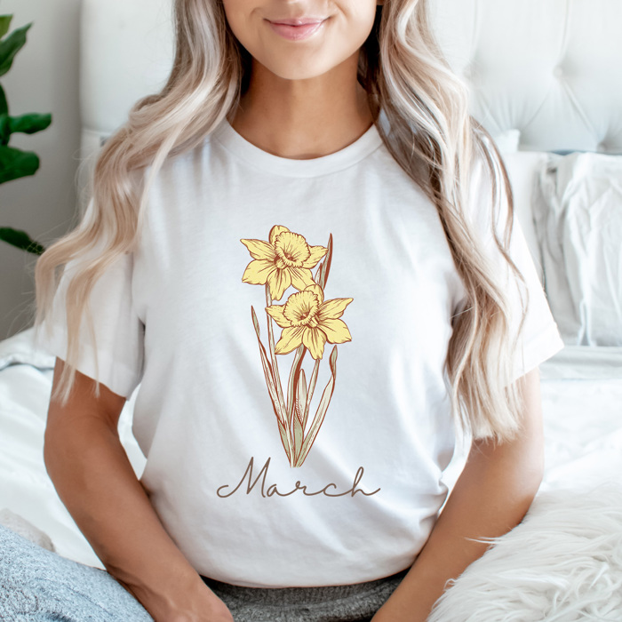 Birth Month Flower Graphic Tee, Vintage Floral Shirt