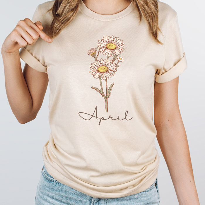 Birth Month Flower Graphic Tee, Vintage Floral Shirt