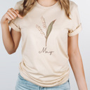 Medium Cream Birth Month Flower Graphic Tee, Vintage Floral Shirt