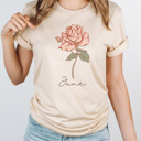  Birth Month Flower Graphic Tee, Vintage Floral Shirt