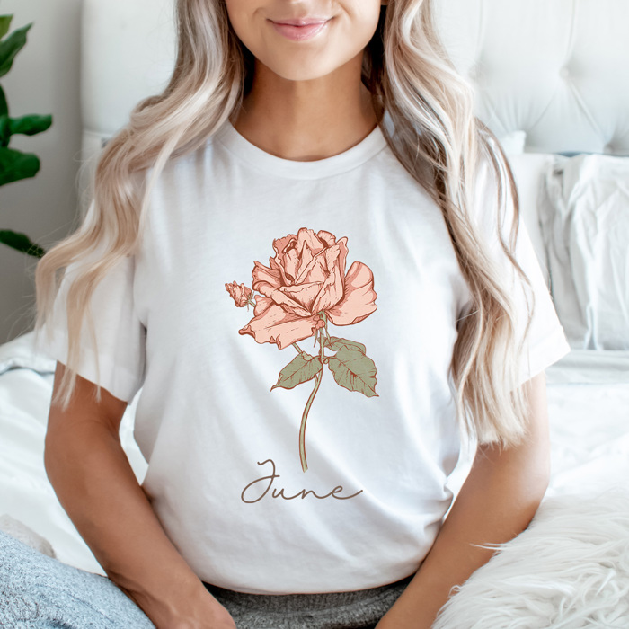 Birth Month Flower Graphic Tee, Vintage Floral Shirt