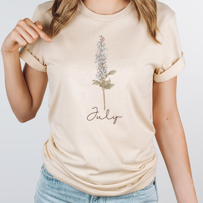 Birth Month Flower Graphic Tee, Vintage Floral Shirt
