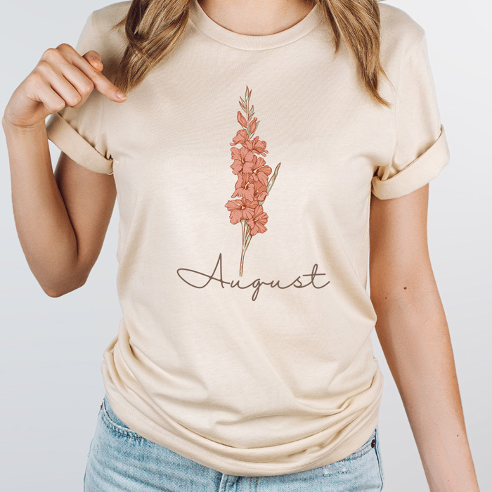 Birth Month Flower Graphic Tee, Vintage Floral Shirt