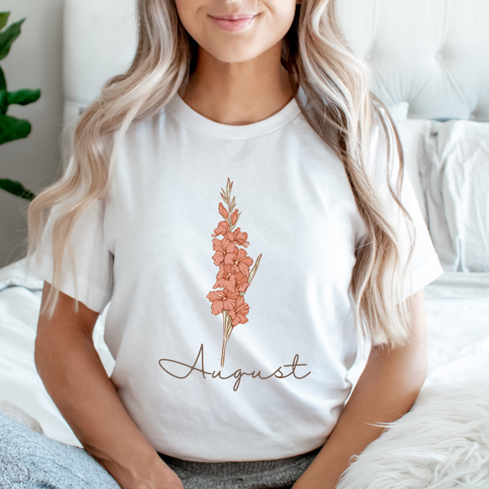 Birth Month Flower Graphic Tee, Vintage Floral Shirt