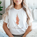 Large White Birth Month Flower Graphic Tee, Vintage Floral Shirt