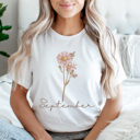  Birth Month Flower Graphic Tee, Vintage Floral Shirt