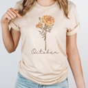  Birth Month Flower Graphic Tee, Vintage Floral Shirt