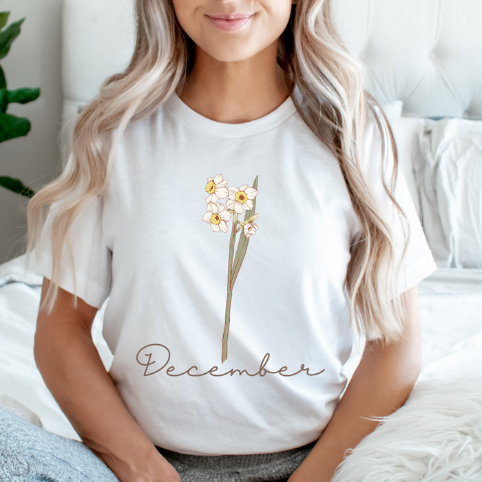 Birth Month Flower Graphic Tee, Vintage Floral Shirt