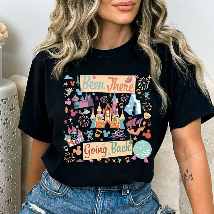 Been There Going Back Theme Park Graphic Tee, Colorful Theme Park Printed Shirt 