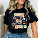 Medium Black Been There Going Back Theme Park Graphic Tee, Colorful Theme Park Printed Shirt 
