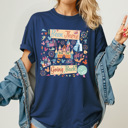 XL Navy Been There Going Back Theme Park Graphic Tee, Colorful Theme Park Printed Shirt 