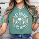 Large Light Green Adventure Road Tripper Graphic Tee, Desert Road Trip Tee, Summer Vacation Comfort Colors Tee