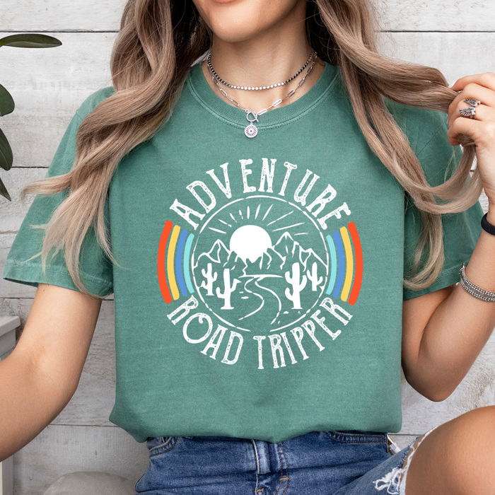 Adventure Road Tripper Graphic Tee, Desert Road Trip Tee, Summer Vacation Comfort Colors Tee