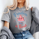 Large Gray Freedom Is Sweet Comfort Colors Tee, Patriotic Watermelon Character Shirt, 4th Of July Fire Works Tee
