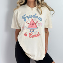 XL Ivory Freedom Is Sweet Comfort Colors Tee, Patriotic Watermelon Character Shirt, 4th Of July Fire Works Tee