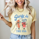  Party In The USA Comfort Colors Tee, Patriotic Hot Dog And Drink Characters Shirt, 4th Of July Tee 