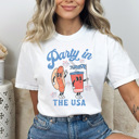  Party In The USA Comfort Colors Tee, Patriotic Hot Dog And Drink Characters Shirt, 4th Of July Tee 
