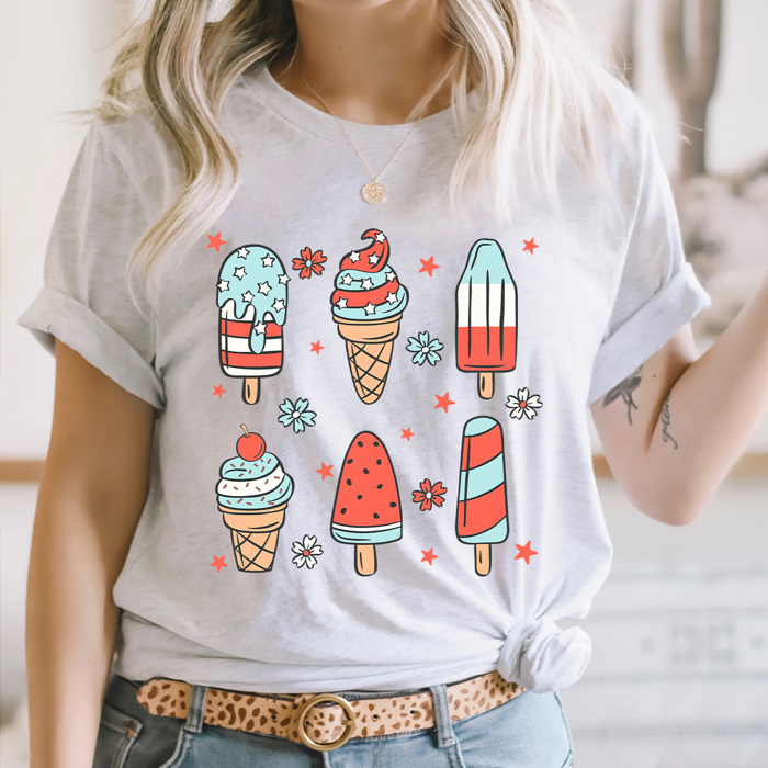Patriotic Summer Popsicles Graphic Tee, Summer Fun Shirt, 4th Of July Tee, Summer Barbeque  