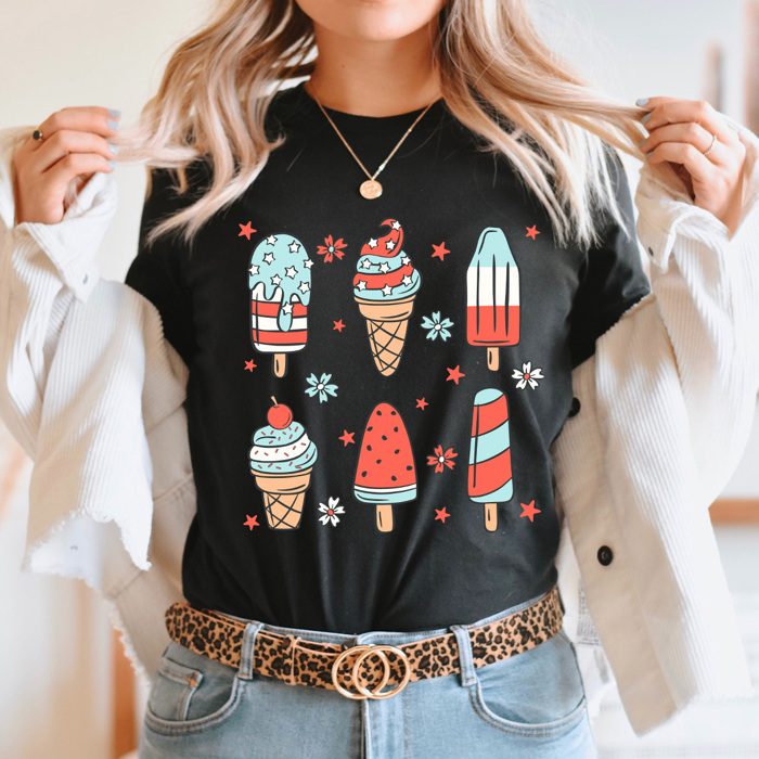 Patriotic Summer Popsicles Graphic Tee, Summer Fun Shirt, 4th Of July Tee, Summer Barbeque  