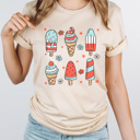 Medium Cream Patriotic Summer Popsicles Graphic Tee, Summer Fun Shirt, 4th Of July Tee, Summer Barbeque  