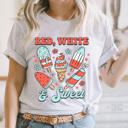  Red White And Sweet Popsicles Graphic Tee, Summer Patriotic Popsicles, Summer Barbeque, 4th Of July Tee
